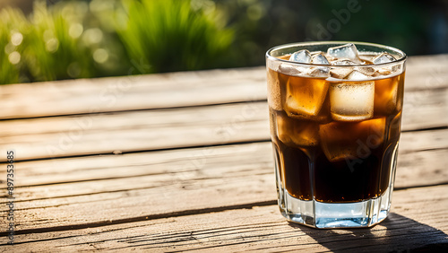 Close-up of ice americano coffee cup