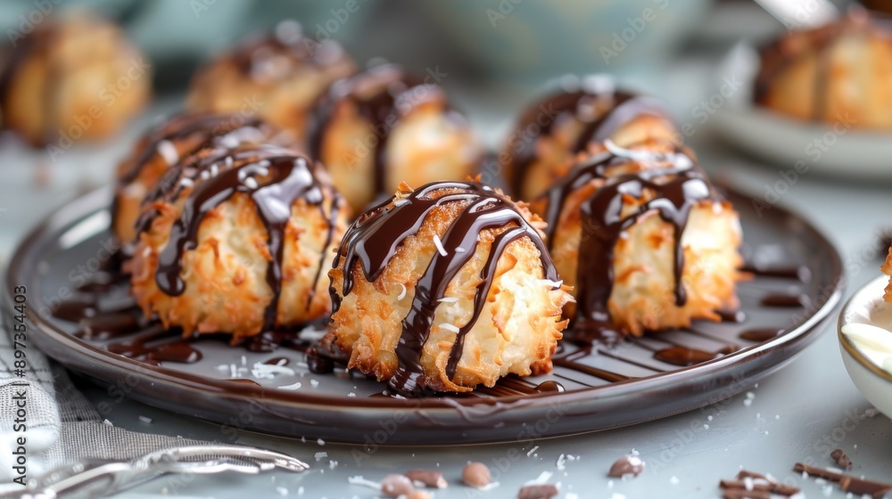 dessert recipe, enjoy sweet coconut macaroons topped with dark chocolate, a perfect snack for any time of the day dessert recipe, enjoy sweet coconut macaroons topped with dark chocolate, a perfect snack for any time of the day