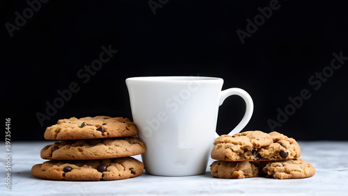 Wallpaper Mural Close-up of hot coffee cup with cookies Torontodigital.ca