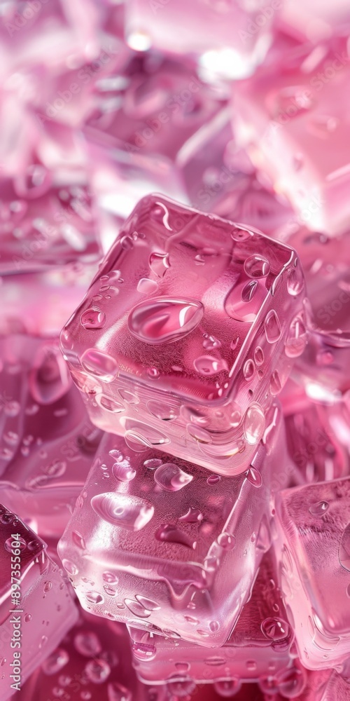 many pieces of pink ice cube many pieces of pink ice cube