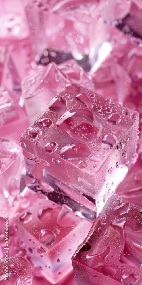 many pieces of pink ice cube many pieces of pink ice cube