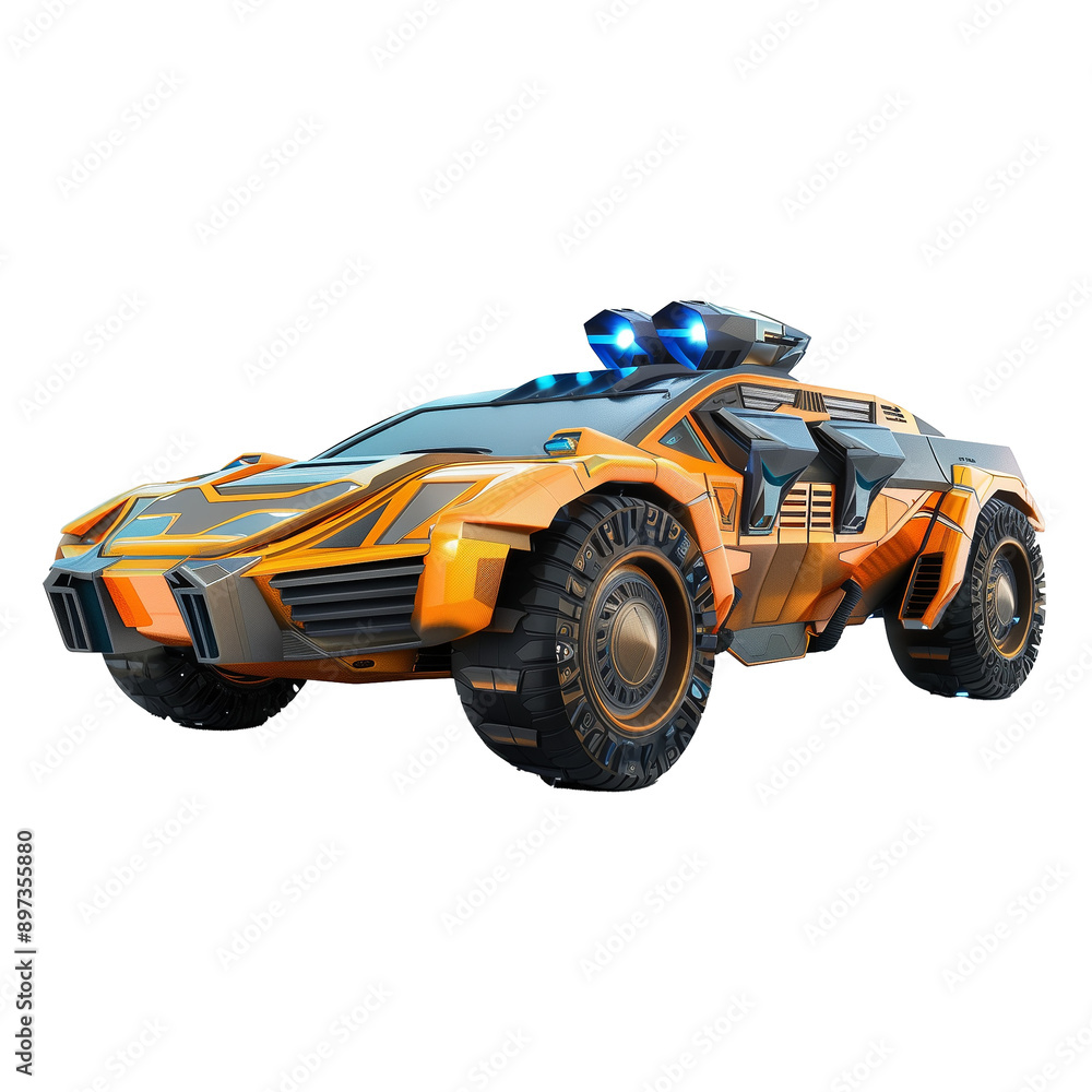 Futuristic sci-fi car isolated on transparent or white background Futuristic sci-fi car isolated on transparent or white background