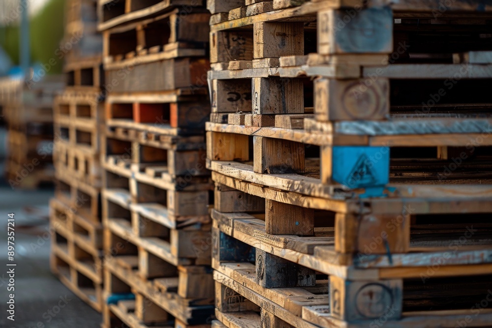 a stack of European pallets in an outdoor setting a stack of European pallets in an outdoor setting