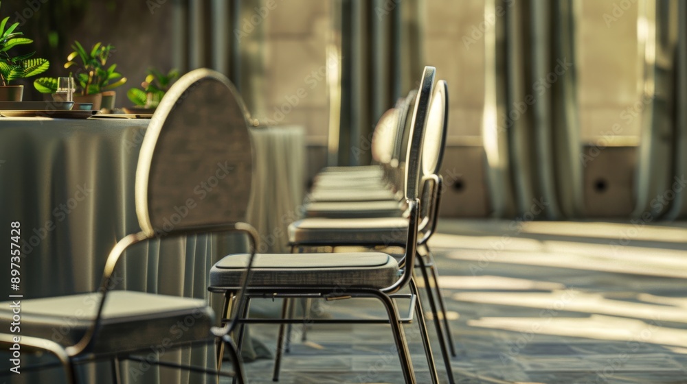table and chairs in a restaurant, banquet hall, chair with cushion table and chairs in a restaurant, banquet hall, chair with cushion