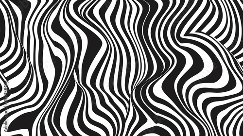 Black and White Abstract Wavy Lines Pattern 