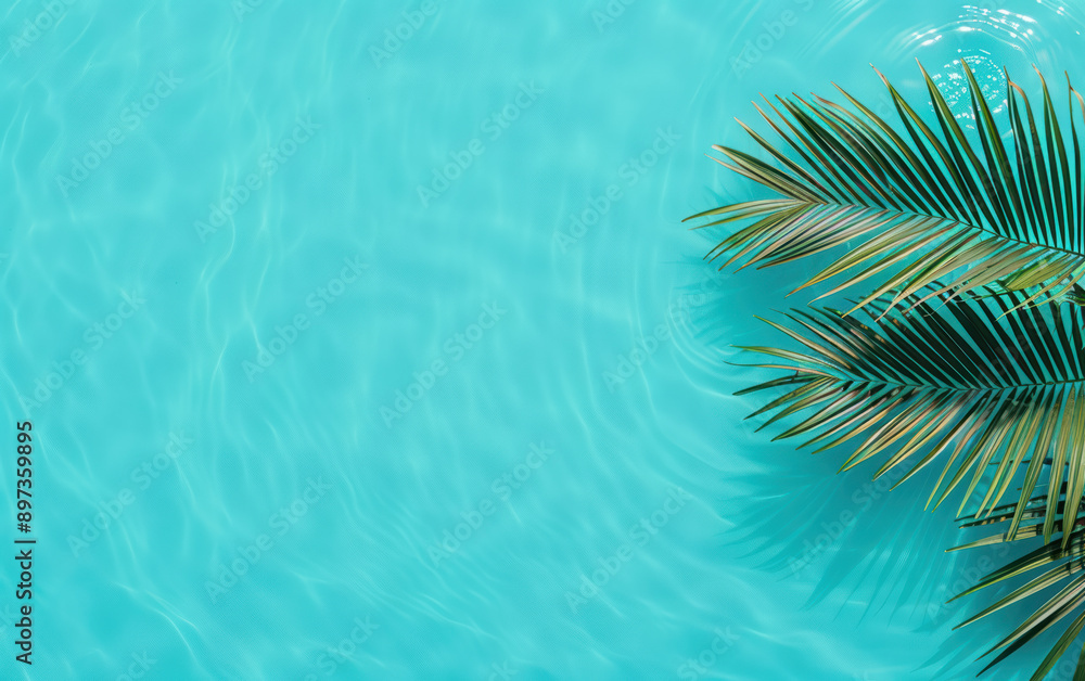 A serene scene of tropical palm leaves over clear, turquoise water, perfect for travel, relaxation, and summer-themed projects. A serene scene of tropical palm leaves over clear, turquoise water, perfect for travel, relaxation, and summer-themed projects.