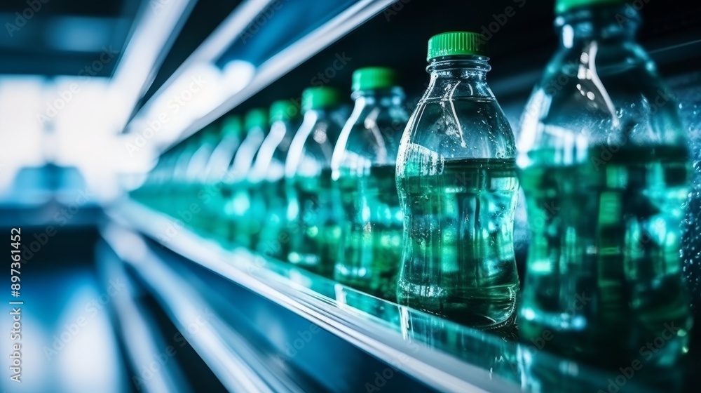 Closeup of woman s hand picking a plastic water bottle from the shelf in a supermarket for purchase Closeup of woman s hand picking a plastic water bottle from the shelf in a supermarket for purchase