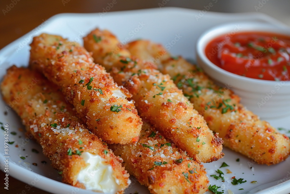 Fictional Mozzarella Cheese Sticks Crisp to Perfection Generated by AI Fictional Mozzarella Cheese Sticks Crisp to Perfection Generated by AI