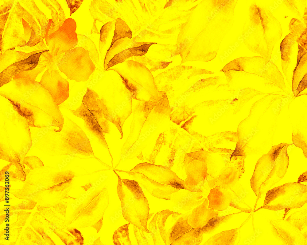 Schefflera Arboricola Seamless Pattern. Schefflera Arboricola Seamless Pattern.