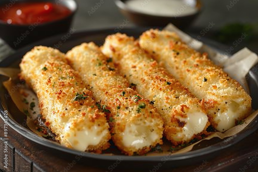 Fictional Mozzarella Cheese Sticks Crisp to Perfection Generated by AI Fictional Mozzarella Cheese Sticks Crisp to Perfection Generated by AI