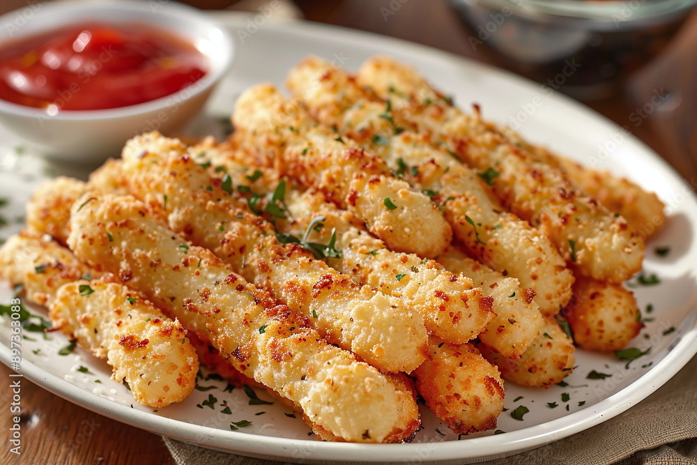 Fictional Mozzarella Cheese Sticks Crisp to Perfection Generated by AI Fictional Mozzarella Cheese Sticks Crisp to Perfection Generated by AI