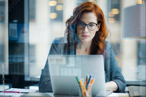 businesswoman working on laptop