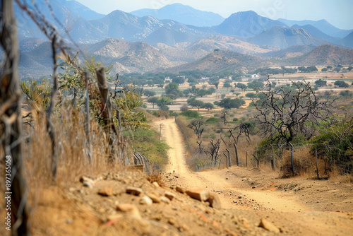 There is a dirt road in the...