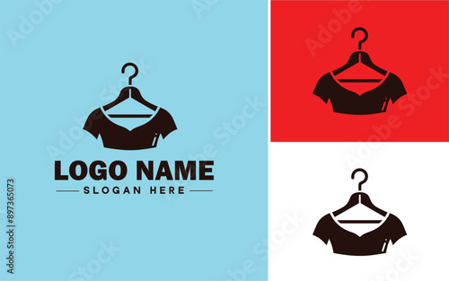 Fashion hanger icon Garment hanger Clothing rack Wardrobe hanger flat logo sign symbol editable vector