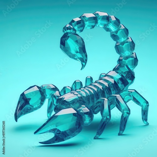 Stunning Crystal Scorpion in Vibrant Turquoise Hue with a Unique and Artistic Design photo