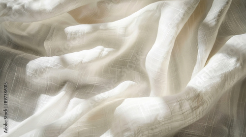 Detailed White Linen Backgr...