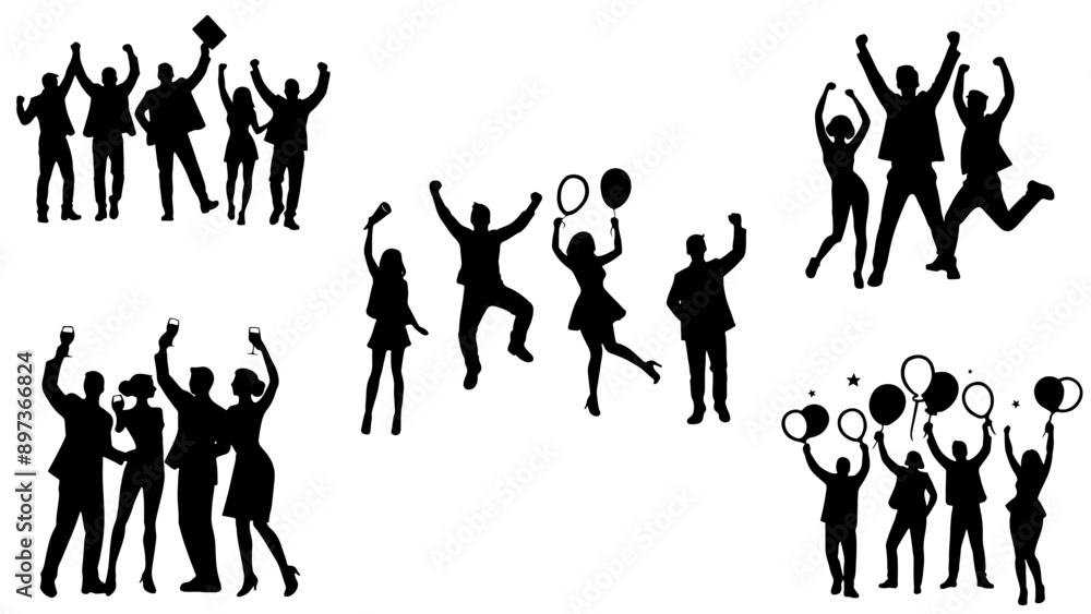 Stylish silhouettes of celebration Stylish silhouettes of celebration