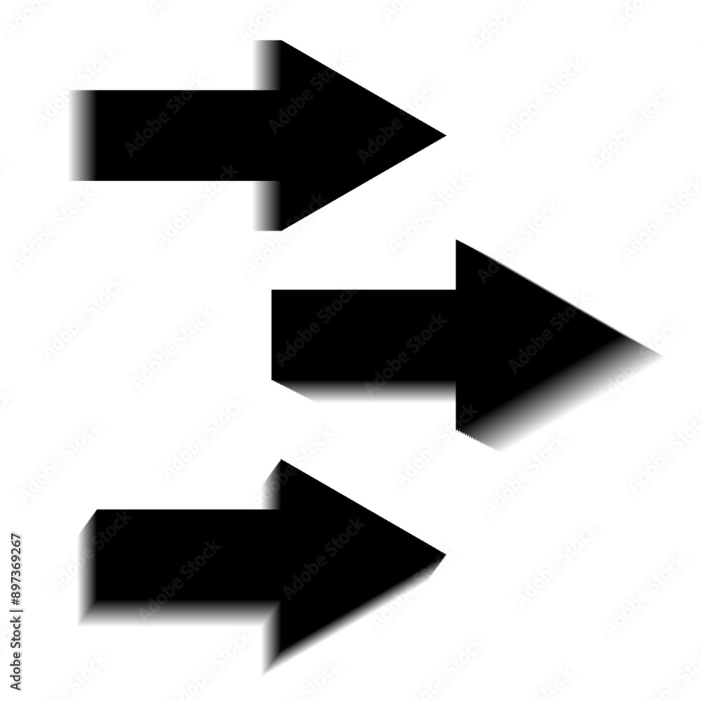 Arrow icons with shadows. Directional vector symbols. Bold black shapes. Modern abstract design. Arrow icons with shadows. Directional vector symbols. Bold black shapes. Modern abstract design.