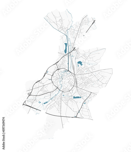 Map of Leuven, Belgium. Detailed city map, metropolitan area.