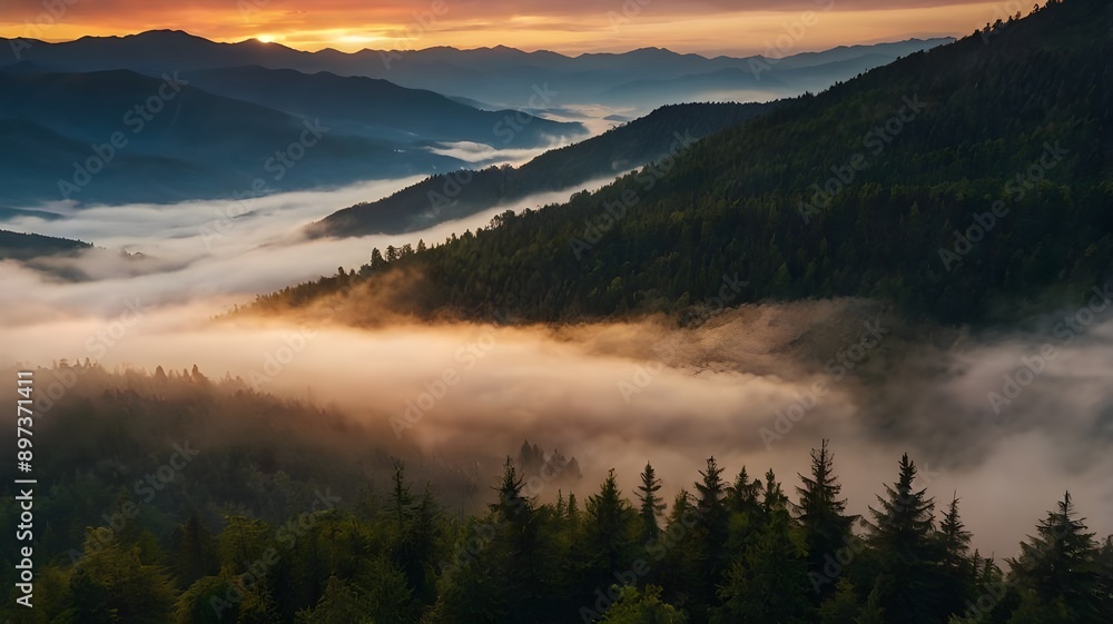 Fototapeta premium mist over the mountains