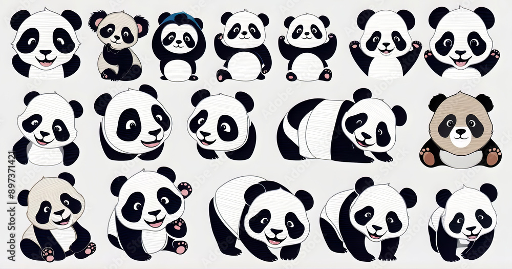 Variation flat vector panda art Variation flat vector panda art