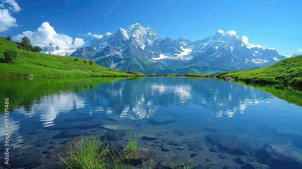 Majestic Mountain Reflection in Serene Alpine Lake Majestic Mountain Reflection in Serene Alpine Lake