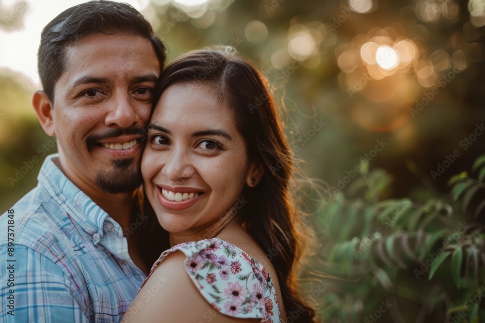 Portrait of a glad latino couple in their 30s celebrating anniversary Portrait of a glad latino couple in their 30s celebrating anniversary
