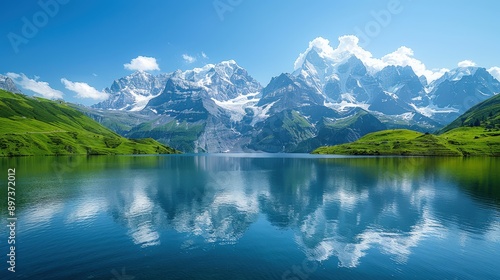 Wallpaper Mural Majestic Mountain Landscape with Serene Lake Reflection Torontodigital.ca