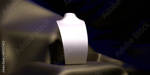 Necklace display stand Jewelry display stand, stage, silk, stand, curtain, pedestal, fashion, fabric, 3D illustration