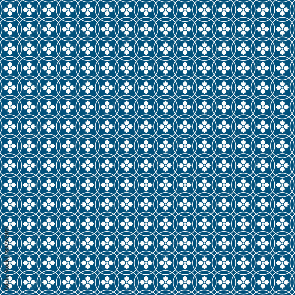 Shippo Japanese geometric pattern. Traditional motifs ornament background blue white color. Shippo Japanese geometric pattern. Traditional motifs ornament background blue white color.