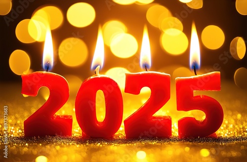 Happy New Year 2025 candle