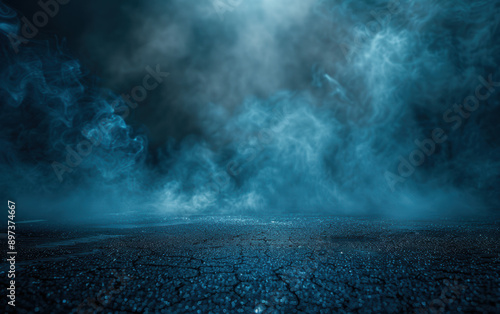 Wallpaper Mural Moody dark background with smoky atmosphere over rough cracked asphalt, perfect for mysterious or dramatic themes in digital media or presentations. Torontodigital.ca