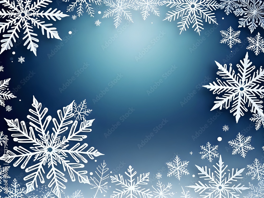 Blue background with white snowflakes for winter holiday greeting card or invitation design. Blue background with white snowflakes for winter holiday greeting card or invitation design.