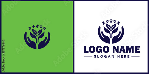 NGO icon Charitable group Voluntary agency Nonprofit organization flat logo sign symbol editable vector