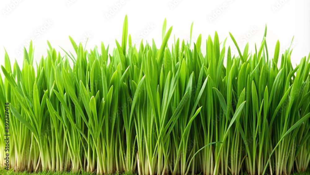 Lush green grass field against a white backdrop. Lush green grass field against a white backdrop.