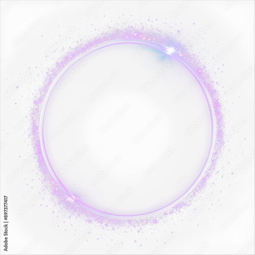 Purple light circle with sparkles, vector magic glow 3d effect. Realistic purple shiny ring or swirl, round frame of flare trail with glitter dust, purple fairy dust isolated on transparent background Purple light circle with sparkles, vector magic glow 3d effect. Realistic purple shiny ring or swirl, round frame of flare trail with glitter dust, purple fairy dust isolated on transparent background