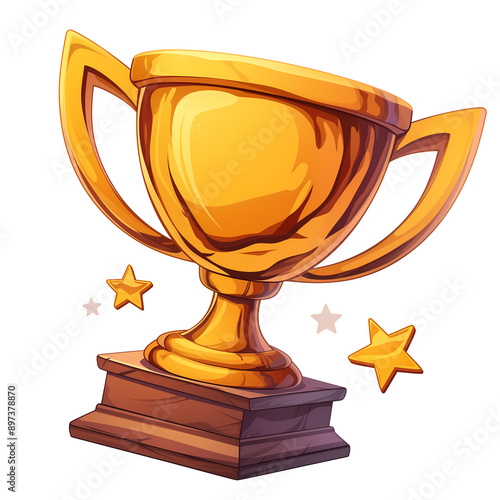 a 2d cartoon clipart drawing of a trophy on an isolated transparent background