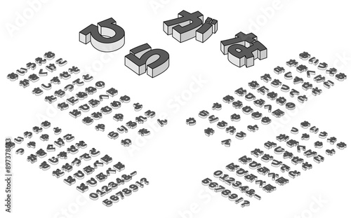 アイソメトリックフォント上面(ひらがな)アウトライン