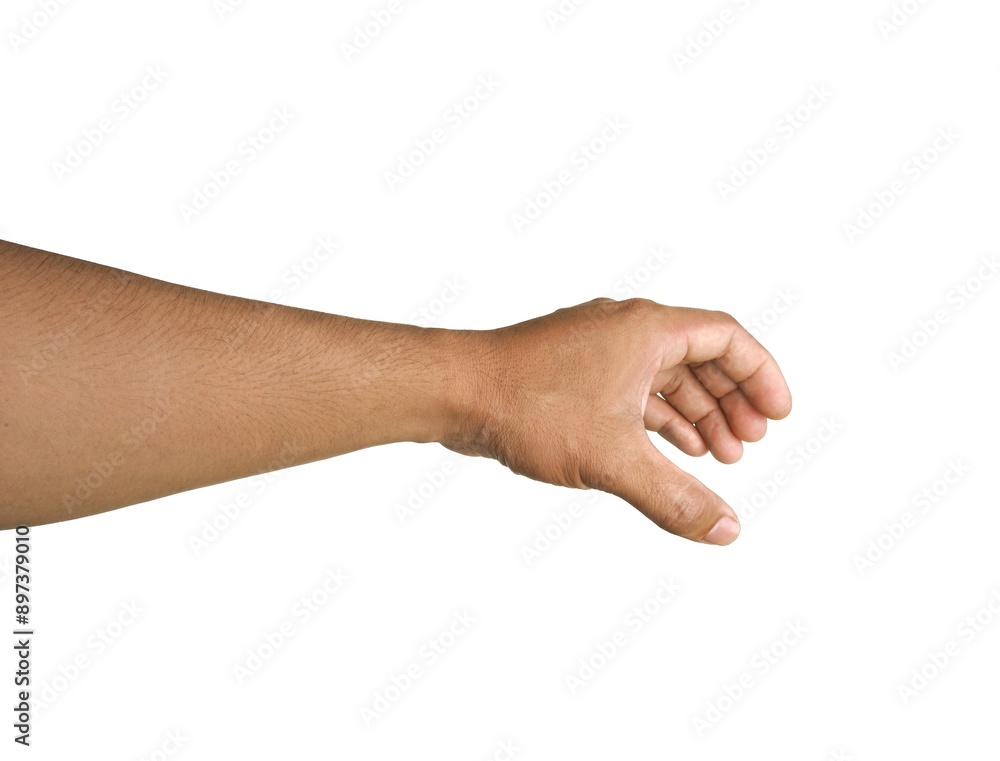 Male hand reaching for something on business concept Isolated on a white background. Male hand reaching for something on business concept Isolated on a white background.