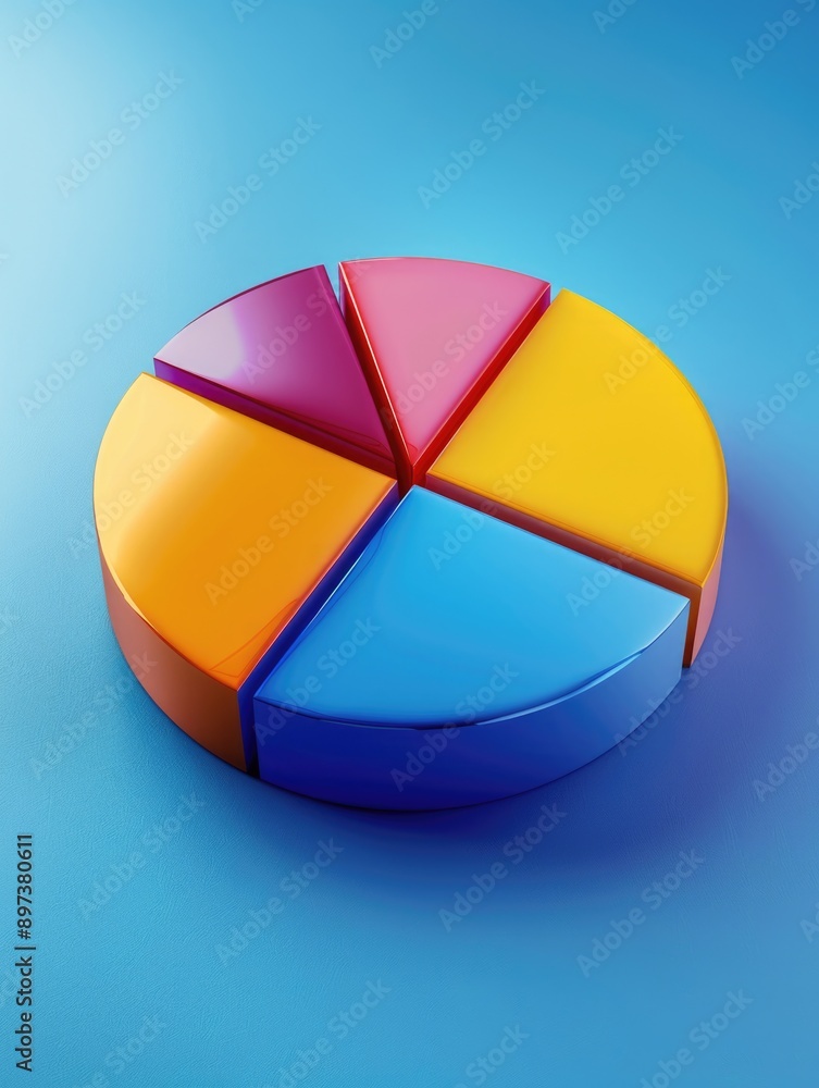 Fototapeta premium Colorful Pie Chart on Blue Background