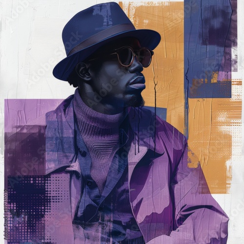 Stylish Man in Hat and Sunglasses Illustration