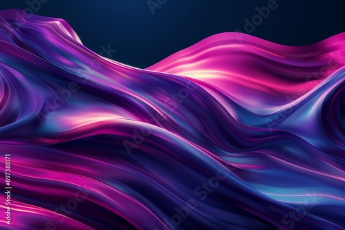 Wallpaper Mural wavy with flowing magenta and dark blue Torontodigital.ca