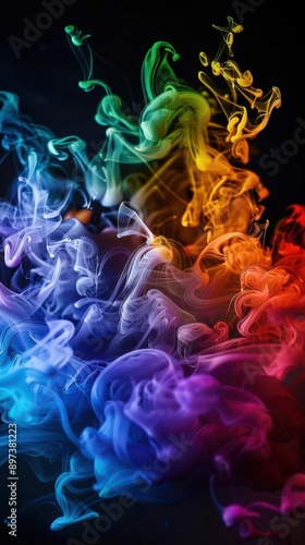 A Close-up Shot of a Holographic ethnic mist, diverse cultural vapors