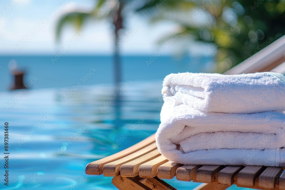 Obraz premium Folded Towels by the Pool