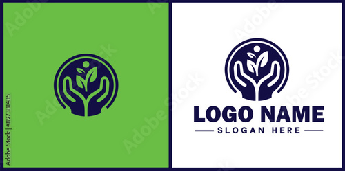 NGO icon Charitable group Voluntary agency Nonprofit organization flat logo sign symbol editable vector