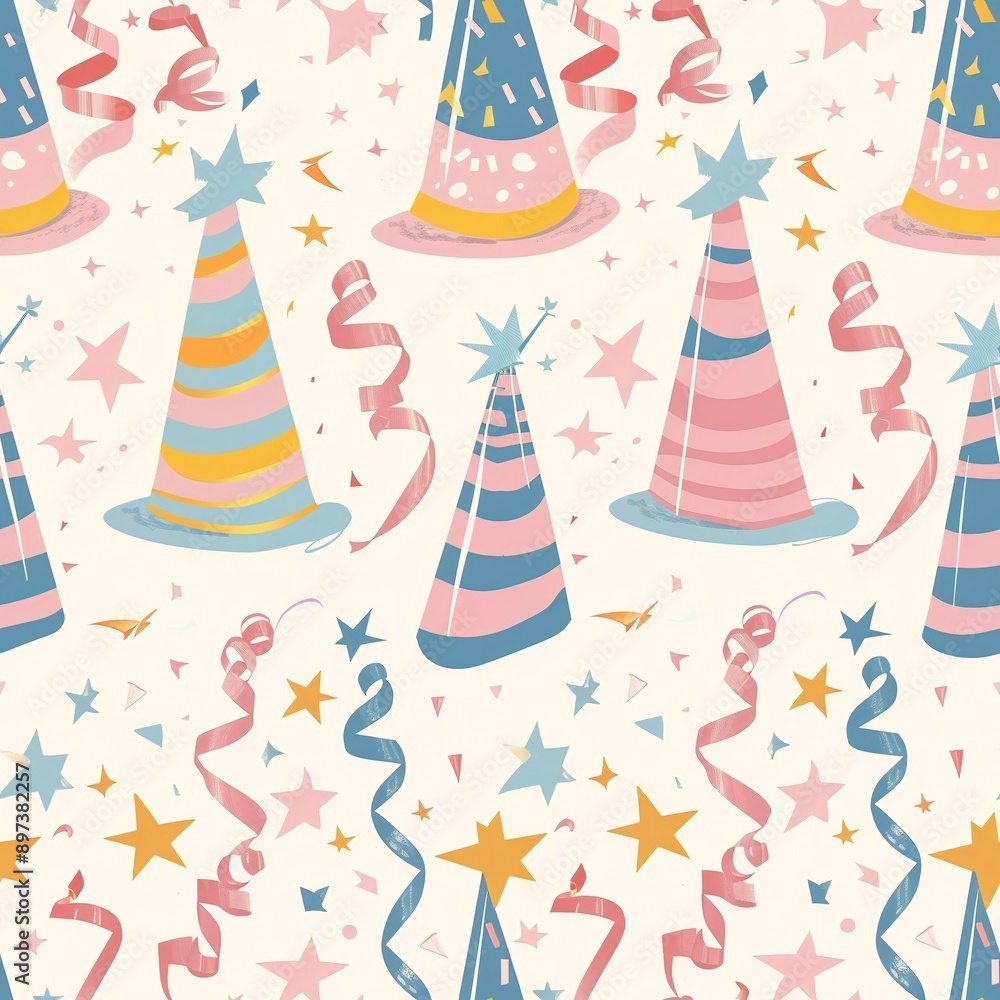 Birthday Party Hats with seamless pattern Birthday Party Hats with seamless pattern
