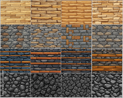 Set vectors Wooden Stone Textures Walls Patterns Graphics Backgrounds Design Art 