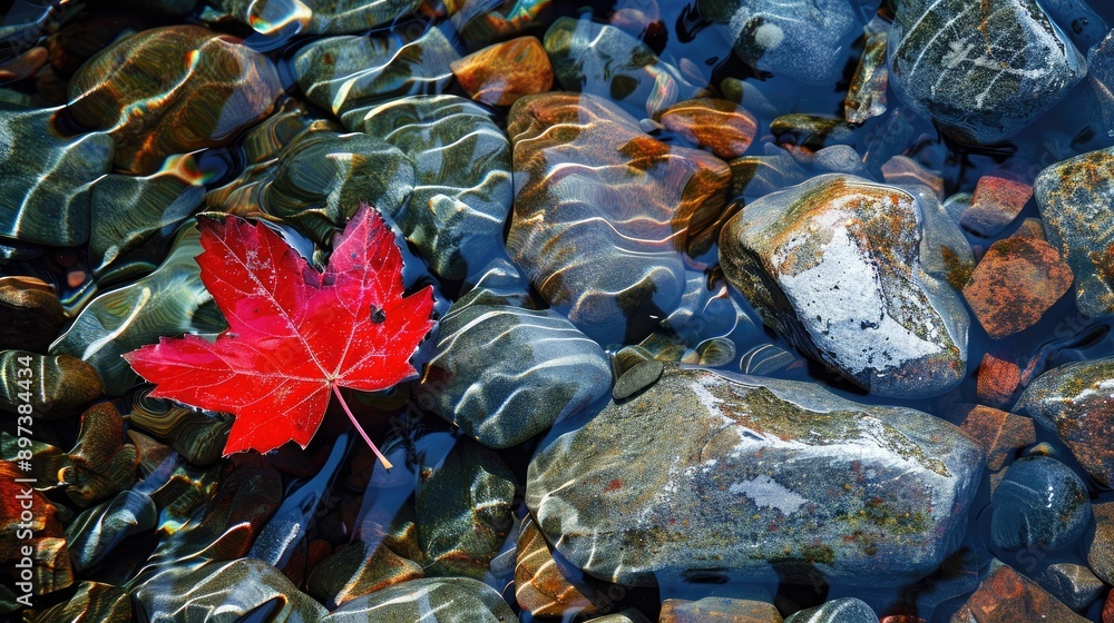 Red Maple Leaf in a Streambed Red Maple Leaf in a Streambed