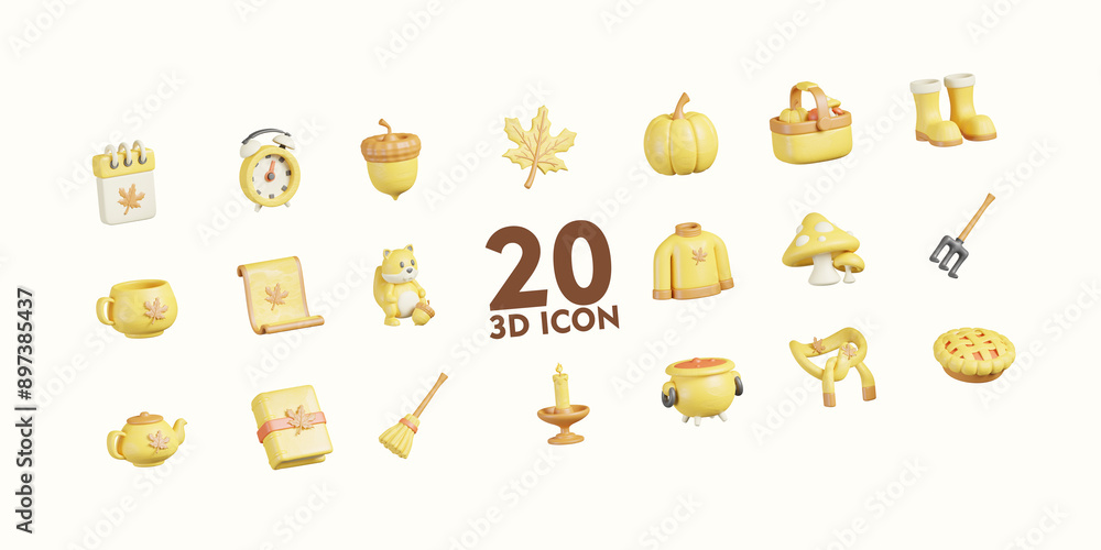 autumn 3d icon pack high resolution render autumn 3d icon pack high resolution render