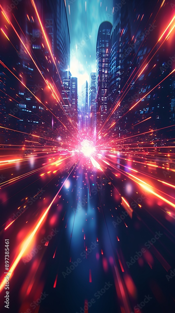 Naklejka premium Abstract city lights streaks and blur background.